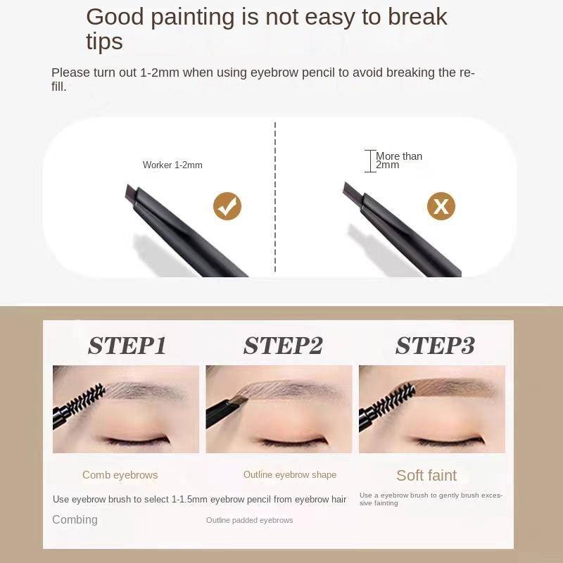 Double-ended Eyebrow Pencil, 1 Count Waterproof Long Lasting Eyebrow Pencil, Brow Styling Brush, Brow Shading & Filling Pencil, Brow Brush Makeup Tool, Eye Makeup Products