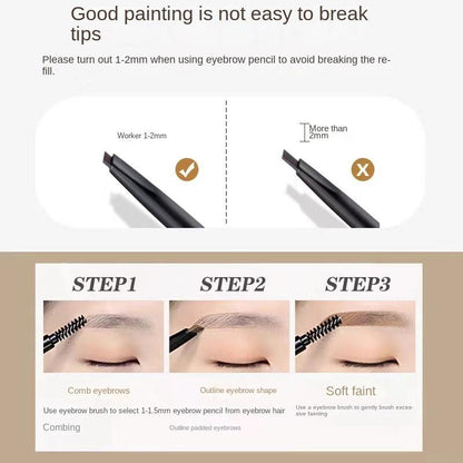 Double-ended Eyebrow Pencil, 1 Count Waterproof Long Lasting Eyebrow Pencil, Brow Styling Brush, Brow Shading & Filling Pencil, Brow Brush Makeup Tool, Eye Makeup Products