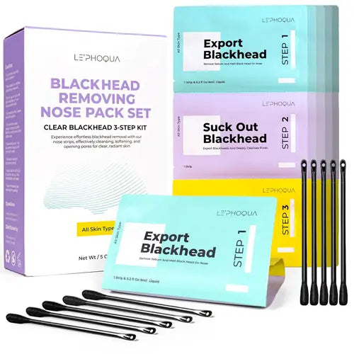 LE'PHOQUA 3-Step Blackhead Remover Set with North American Witch Hazel Extract for All Skin Types - Skincare Comfort