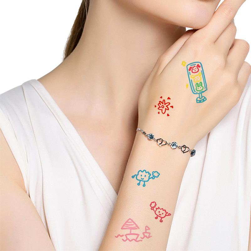 Cute Cartoon Animal Pattern Temporary Tattoo Sticker, 1/3pcs Waterproof Long Lasting Simulation Tattoo Sticker, Body Art Sticker for Women & Girls