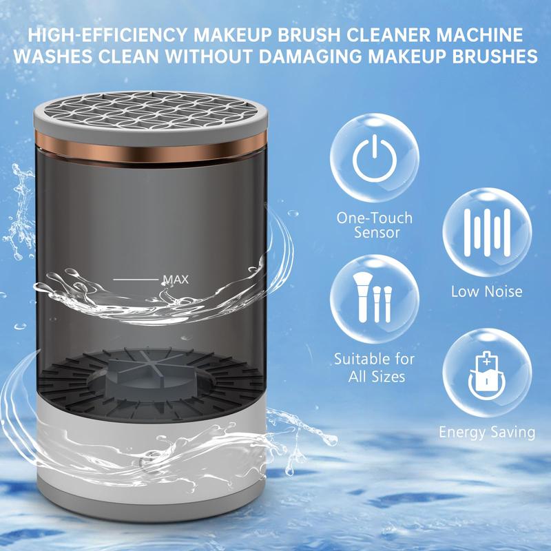 Portable Makeup Brush Cleaner, Electric Cosmetic Brush Cleaning Machine with Silicone Cap, USB Charging Makeup Brush Cleaning Tool