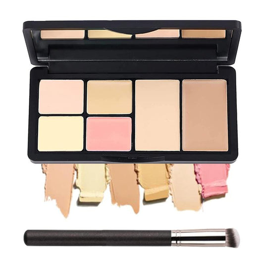 6 Colors Correcting Concealer Palette, Makeup Cream Contour Palette with Brush, Contouring Foundation Highlighting Concealer Palette for Conceals Dark Circles, Redness, Acne, Blemish Silky Gift Lightweight Cosmetic