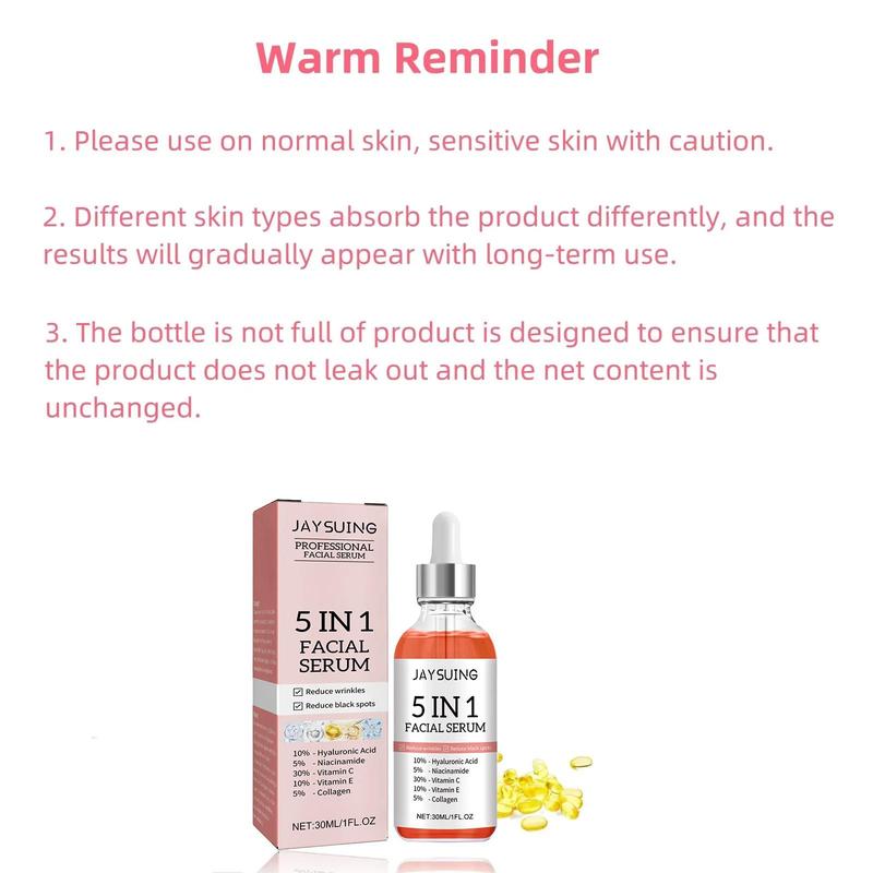 5 in 1?Hyaluronic?Acid Face Serum for Women,?Moisturizing?Facial Care Essence for Firming Skin, Comfort?Hydrating Facial Skin Care?Moisturizer for Daily Use