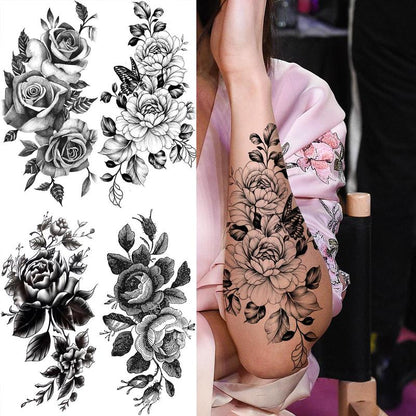 10pcs Flower Pattern Temporary Tattoo, Fake Tattoo Sticker, Body Art for Women & Girls