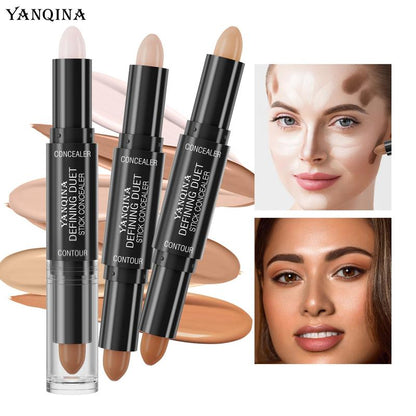 Double Ended 2 in 1 Face Contour Pen, Dual Headed Concealer Stick, Makeup Highlighter Stick Bronzer Stick, High-gloss?Cosmetic Stick