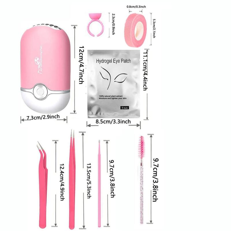 Eyelash Extension Tool Set, Including 1 Count Eyelash Fan, 2 Counts Tweezers, 100pcs Eyelash Swabs, 50pcs Brushes, 100pcs Glue Ring, 2pcs Tapes, 10pcs Eye Patch