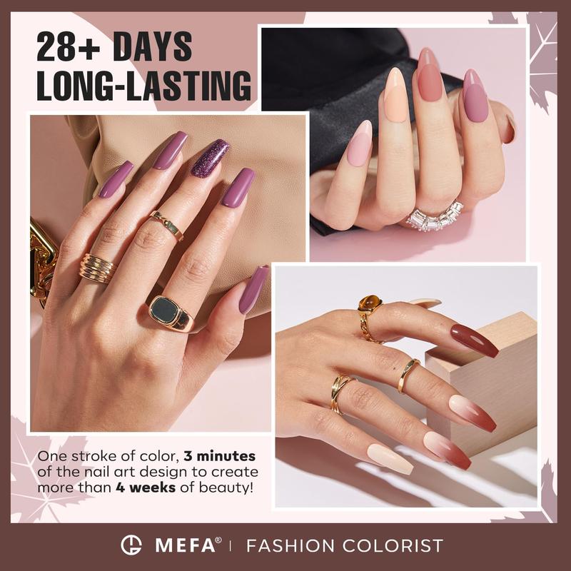 MEFA Gel Nail Polish Set, 12 Colors Fall Winter Nude Neutral Gel Polish Black White Nude Pink Nail Polish Burgundy Red Gray Gel Nail Starter Collection Popular Classic Nail Art Manicure DIY Salon Gift Cutics