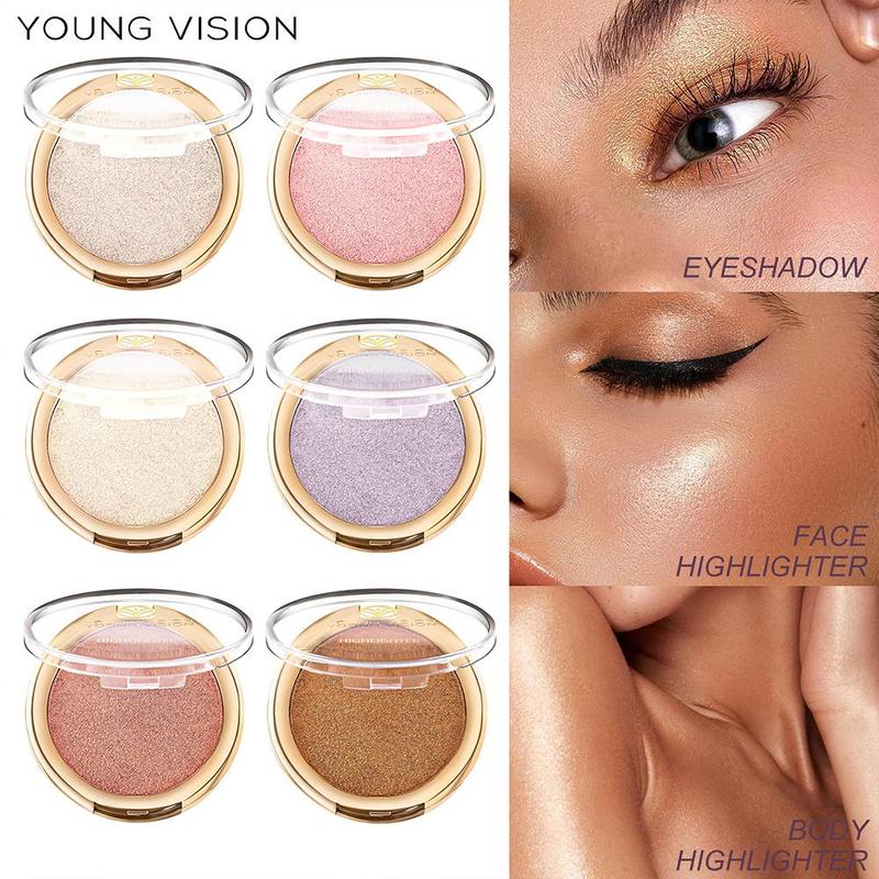 Shimmer Highlighter Powder, Long Lasting Pearly Makeup Powder, Facial Brightening Cosmetics, Facial Contouring Highlighter Powder for Daily & Party Makeup