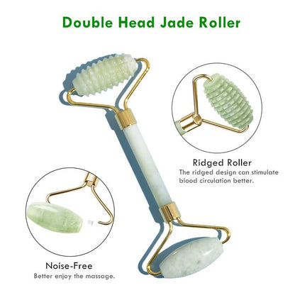 3 in 1 Jade Face Roller, 3pcs/set Gua Sha Massage Kit for Eyes Dark Circles Neck Puffiness Relief, Natural Facial Beauty Jade Stone Massager Roller