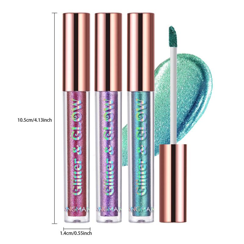 Glitter Liquid Eyeshadow Set, 10pcs Metallic Shimmering Eye Shadow, Glittering Brightening Highlighting Liquid Stick for Crystal Eye Makeup, Sequin Eye Shadow, Sparkling Eyeliner Lying Silkworm Stick