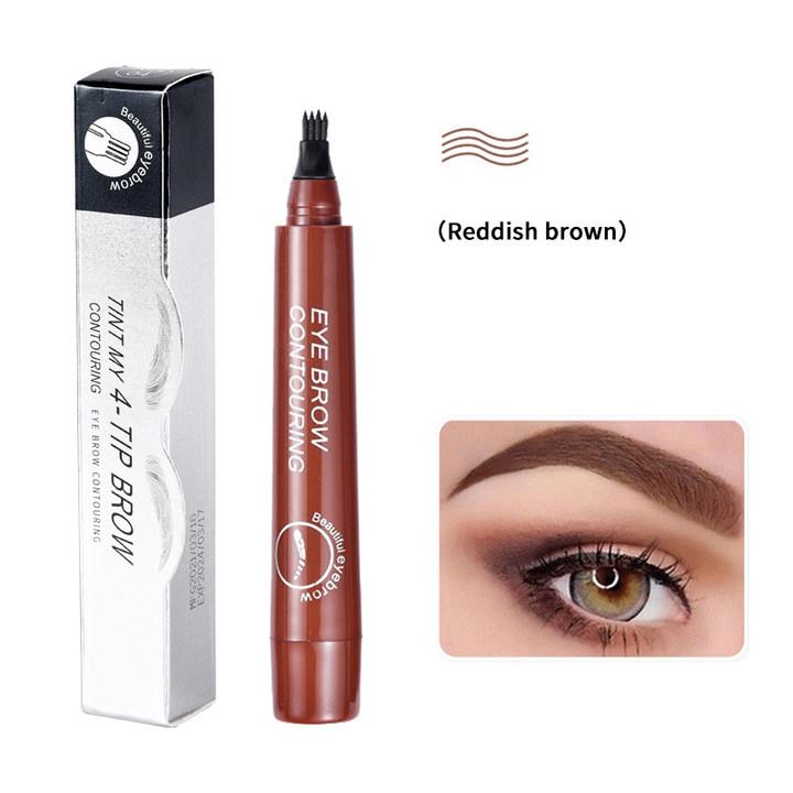 Eyebrow Pen Waterproof  Eyebrow Pencil with 4-Prong Micro-Fork-Tip Applicator, Eyebrow Contouring Pen for Women Creates Natural Looking Brows Effortlessly