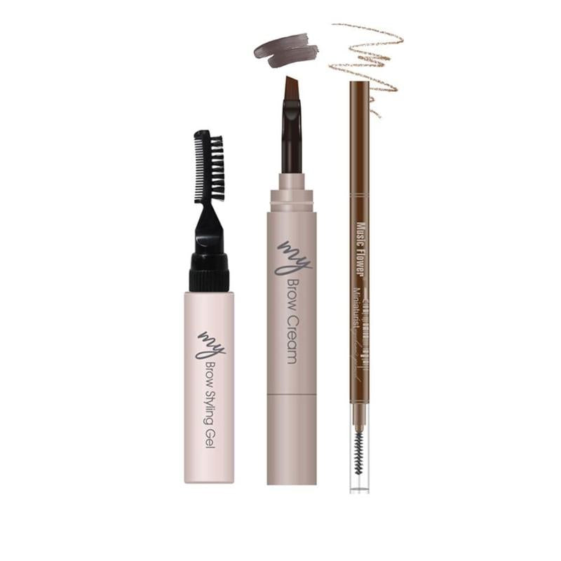 3pcs 3 In 1 Eyebrow Gel & Eyebrow Pencil & Mascara Set, Waterproof Long Lasting Eyebrow Makeup Set, Eyebrow Makeup Set, Waterproof Long Lasting Eyebrow Gel, Eyebrow Pencil, Eyebrow Cream, Eyebrow Makeup Tool, Brow Shaping & Filling Kit