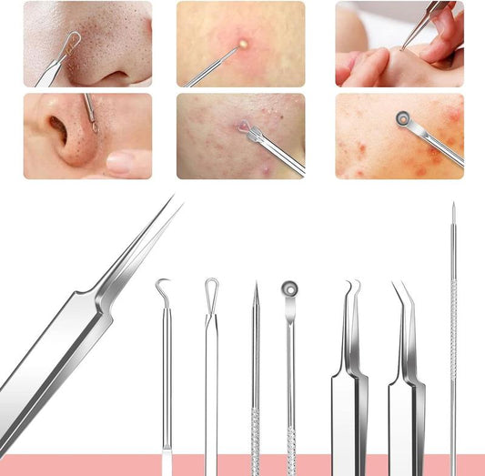 Whitehead Blemish Removal Tool Pimple Popper Tool Kit 8 Pcs Blackhead Remover