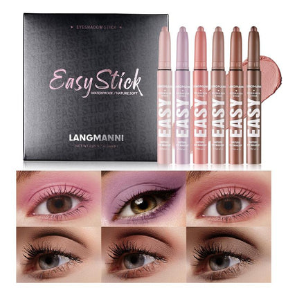 Waterproof Eyeshadow Stick Set (6 Counts/set), Long Lasting Shimmering Eye Shadow Pen, Colorful Eye Makeup Products for All Styles and Occasions