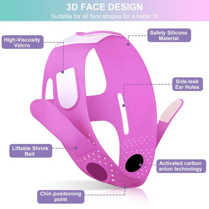 JUSRON 3D Double Chin Reducer Face Strap helps sculpt jawlines and reduce double chins. Made with soft silicone for comfortable wear. Ideal for a more defined facial profile