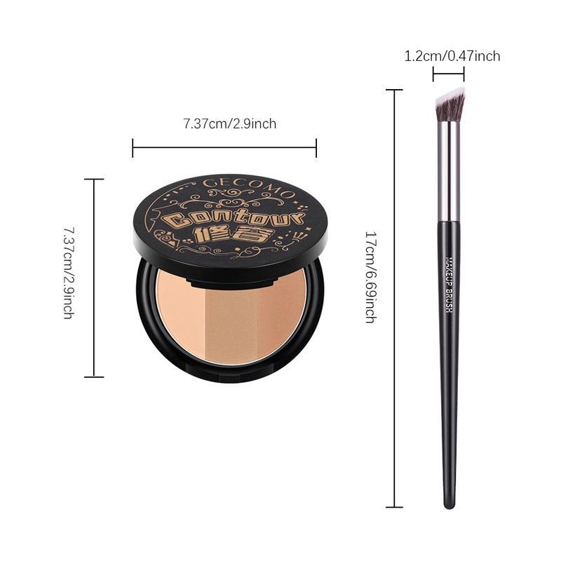 Contouring Powder & Brush Set, 1 Count Contouring Powder & 1 Count Angled Flat Contour Brush, Long-lasting Cosmetic for Women, Facial Makeup Set