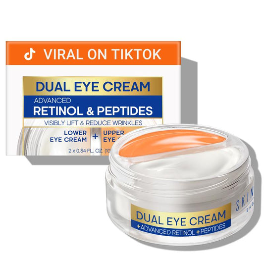 Dual Eye Cream with Advanced Retinol + Peptides for Puffy Eyes, Dark Circles, Fine Lines, Anti-Aging, and Eye Bags Treatment, Instant Firm & Temporary Tightener, Fragrance Free, 0.68 oz