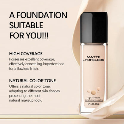 Matte Oil-free Foundation Makeup, Medium Coverage Flawless Finish Foundation, Lightweight & Moisturizing?Cosmetic