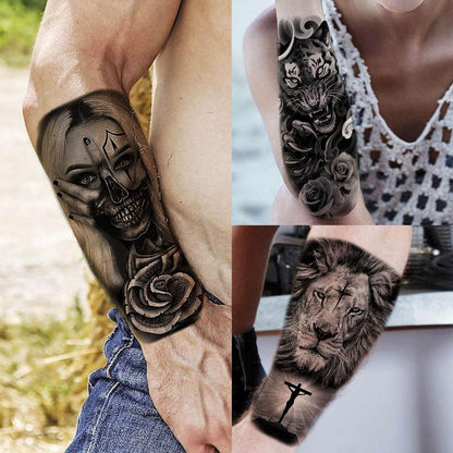 Animal & Skull Pattern Temporary Tattoo, 61pcs/set Fake Tattoo Body Art Sticker for Men & Women, Realistic Arm Tattoos for Adults, Body Art, Body Tattoos, Body Stickers Party Supplies