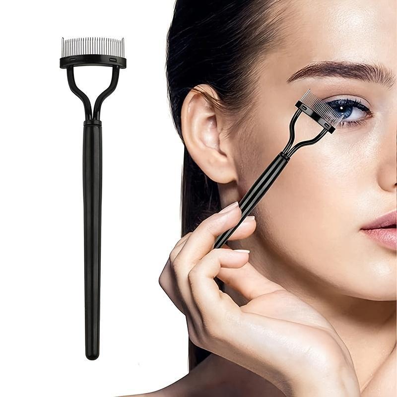 Eyebrow Comb, Half-moon Shaped Eyelash Brush, Semi-curved Steel Tooth Eyelash Separator Mascara Applicator Eyelash Extensions ye Makeup Tools for Women & Girls