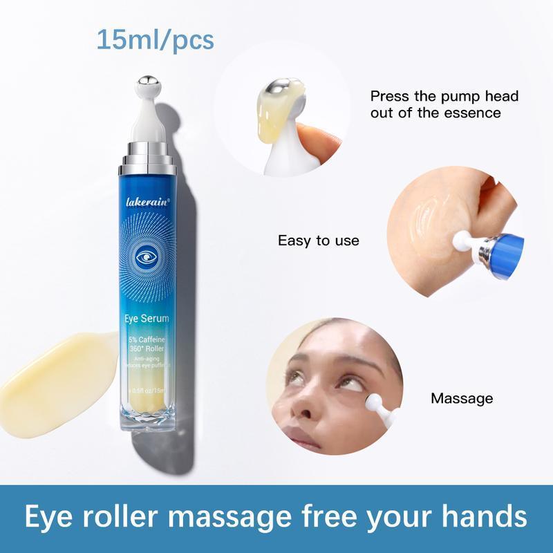 Eye Serum Set, 3 Counts/set Moisturizing Eye Roller Massage Serum & Eye Mask, Hydrating Firming Eye Care Product for Women & Men