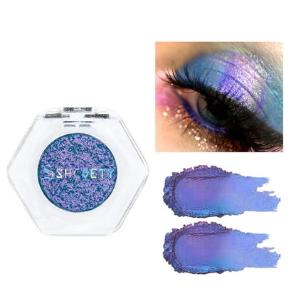 Single Pressed Chameleon Eyeshadow, Glitter Eye Shadow Makeup Products, Mashed Potato Texture Neon Glitter Eyeshadow Powder, Suitable for Party Music Festival Masquerade