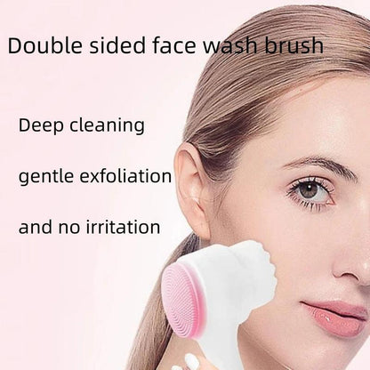 Facial Cleansing Brush, Double Sided Face Scrubber, Facial Skin Massage Brush, Dual Ended Facial Skin Care Brush, Great for Pore Cleaning, Exfoliating, Massaging