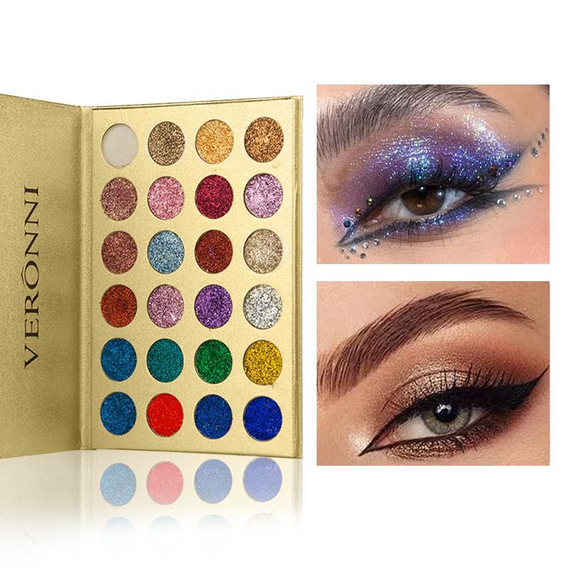 24 Color Shimmer Eyeshadow Palette, Glitter Eye Shadow Makeup Palette, Long Lasting Shimmering Eye Shadow Makeup Products for Women, Gifts for Her