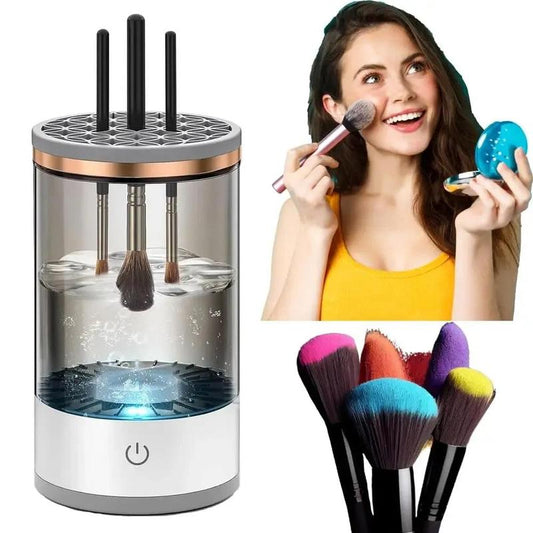 Portable Makeup Brush Cleaner, Electric Cosmetic Brush Cleaning Machine with Silicone Cap, USB Charging Makeup Brush Cleaning Tool