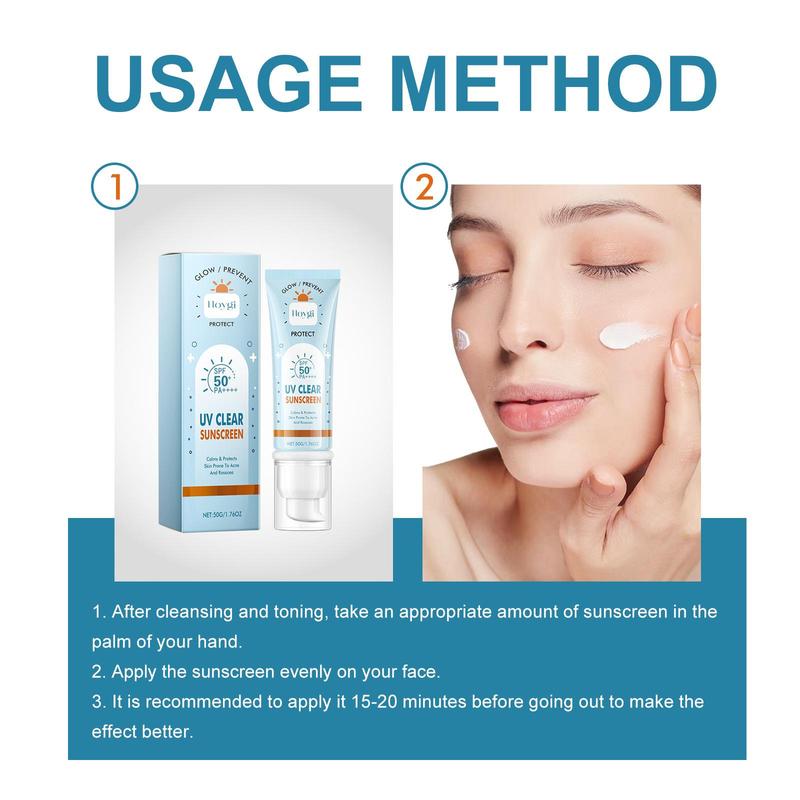 UV Clear Sunscreen, Refreshing Protective Cream, Outdoor Protection Against Sun Exposure In Summer, Ultraviolet Rays, Moisturizing Skin, Even And Bright