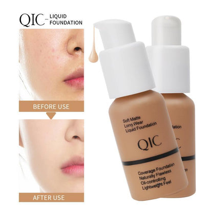 Long-lasting Liquid Foundation, Oil Control Concealer Foundation, Moisturizing Full Coverage Flawless Makeup Cream, Lightweight Concealer Foundation for Daily Makeup