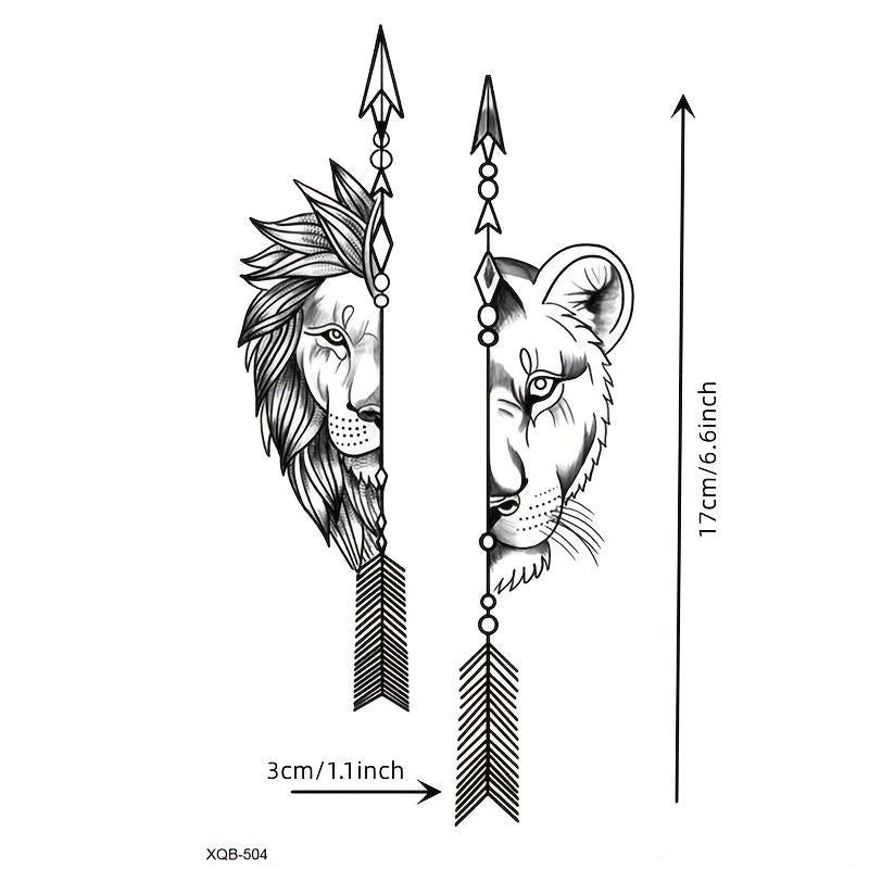 Lion Pattern Temporary Tattoo Sticker, 1 Count Realistic Fake Tattoo Sticker, Body Art Sticker for Women & Men, Tattoo Sticker for Arms, Neck, Ankle, Legs, Painless Body Art Decoration