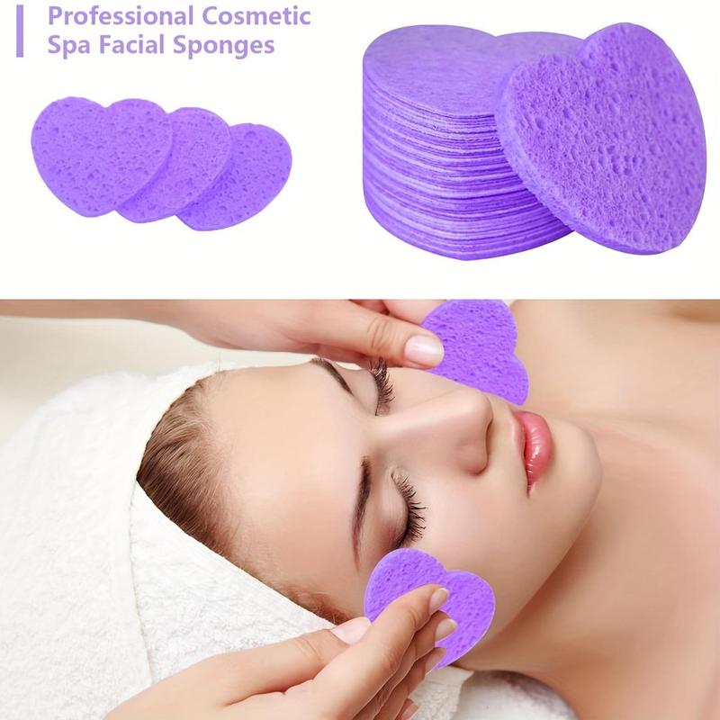 Heart Shaped Compressed Professional Cosmetic Spa Facial Sponges, 10/20/30pcs Soft Face Wash Sponge, Exfoliating Facial Cleansing Puff, Face Cleaning Tool for Home Travel