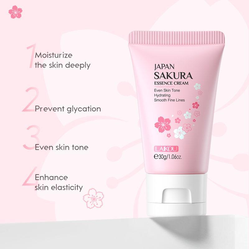 30g Cherry Blossom Moisturizing Essence Cream, 3pcs Hydrating Nourishing Moisturizer Skin Care Day Cream Night Cream, Face Lotion for Women and Men All Skin Types