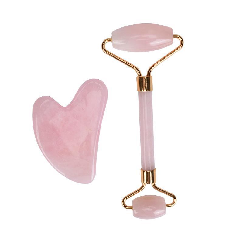 Heart Shaped Gua Sha Tool & Double Ended Face Jade Roller, 2pcs/set Comfort Facial Massage Tool, Professional Skin Care Tool for Women