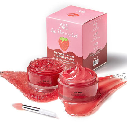 ANAiRUi Berries+VC Lip Care Kit - Lip Mask & Lip Sugar Scrub - Overnight Comfort Hydrating Lip Sleeping Mask & Lip Exfoliator Scrub - Moisturizing Lip Treatment Mask for Dry Chapped Cracked Peel - Lip Repair Moisturizer for Lip Skincare Routine for Women