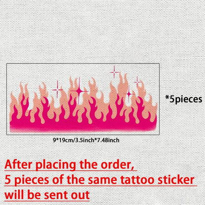 Flame Pattern Temporary Tattoo Sticker, 5pcs/set Waterproof Long Lasting Fake Tattoo Sticker, Body Art Sticker for Women & Girls