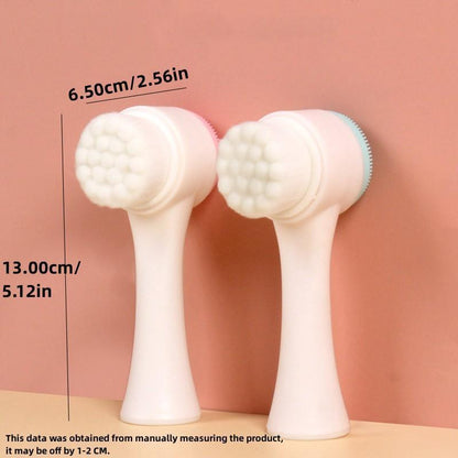 2-in-1 Skin Care Face Brush, Silicone Facial Scrubber, Manual Double Sided Foaming Face Wash Brush, Facial Skin Massager for Facial Cleaning, Exfoliating