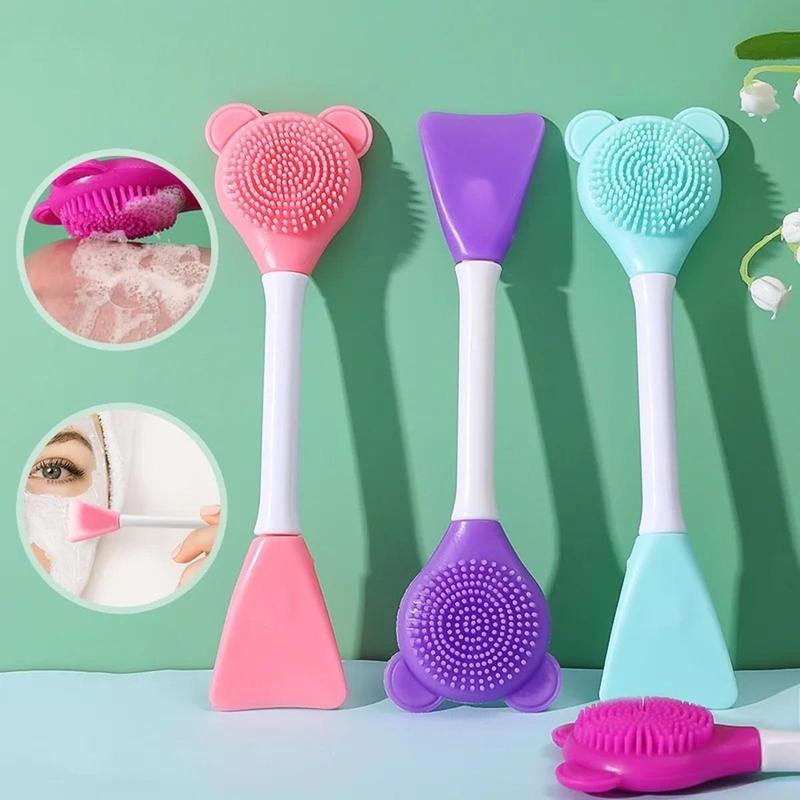 Random Color Silicone Facial Cleansing Brushes, 4pcs/set Double-ended Face Mask Brushes, Soft Skin-friendly Cleansing Tools, Skincare Tool Kit