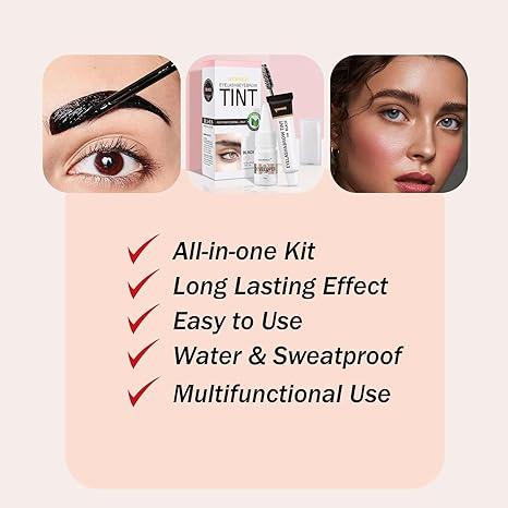 Instant Lash & Brow Set, Natural Bushy Eyebrow Makeup Kit, Long Lasting Spot coloring 100% Gray Converge DIY Hair Dying for Salon Home Use 7ml Cosmetic