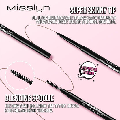 Double Ended Eyebrow Pencil & Brush, 1 Piece Ultra Precision Defining Eyebrow Pencil & Brow Styling Brush, Brow Shading & Filling Pencil, Eye Brow Makeup Product