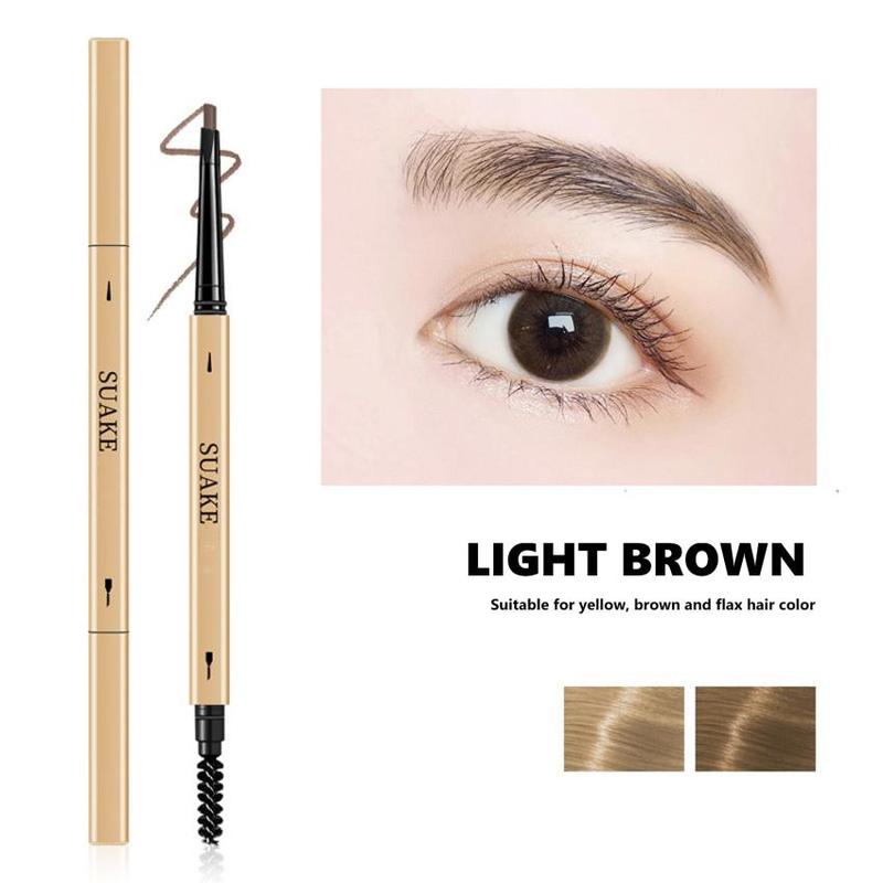 Double Head Eyebrow Pencil & Brush, 1 Count Long Lasting Waterproof Eyebrow Pencil, Retractable Sweat-proof 2 In 1 Pencil & Brow Brush, Makeup Tool For Women & Girls