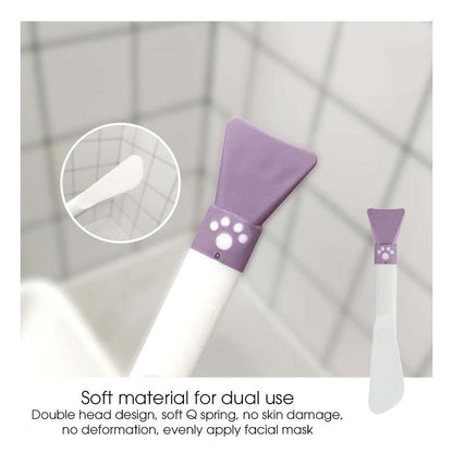 Cute Cat Paw Design Facial Cleansing Brush, 1 Count Dual Ended Facial Mask Brush, Skincare Tool For Women & Girls