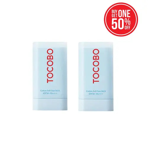 TOCOBO - Cotton Soft Sun Stick SPF50+/PA++++ 19g, 2Pack Value Set Korean Skincare Fical