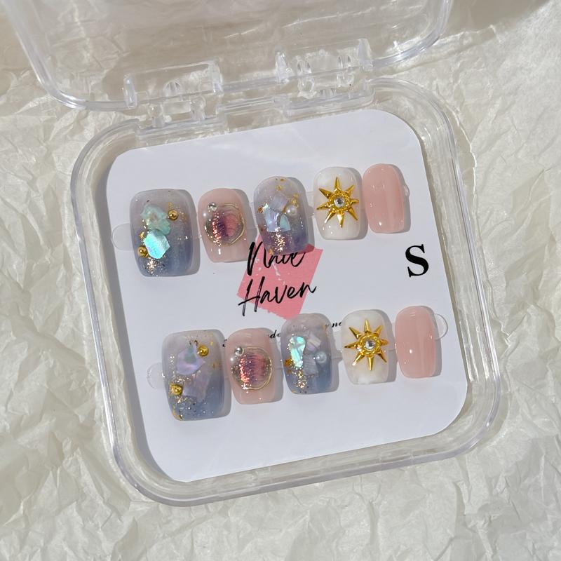 NailHaven| handpainted cute designs | short nails | acrylic press-on| fake nails |Handmade | high quality Press on nails 10 pcs|reusable nails|nail art|nail charm|handmade press ons|u a sacri lic as