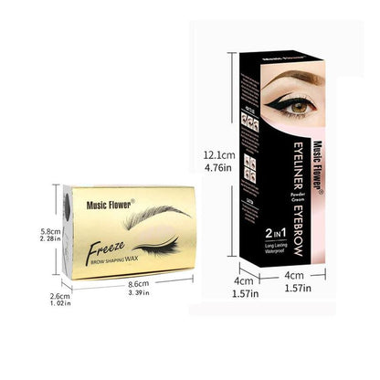 Eye Makeup Kit, Eyebrow Powder & Eyeliner Cream & Double-ended Makeup Brush & Eyebrow Glue & Eyebrow Brush, Long Lasting Waterproof Eyebrow Makeup Product