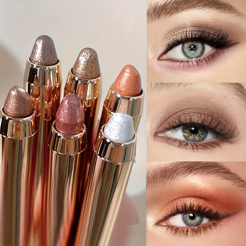 6PCS Double-Ended Pearly Glitter Eyeshadow Stick: Smudge-Proof Eye Makeup and Contour Highlighter Gloss Cosmetic