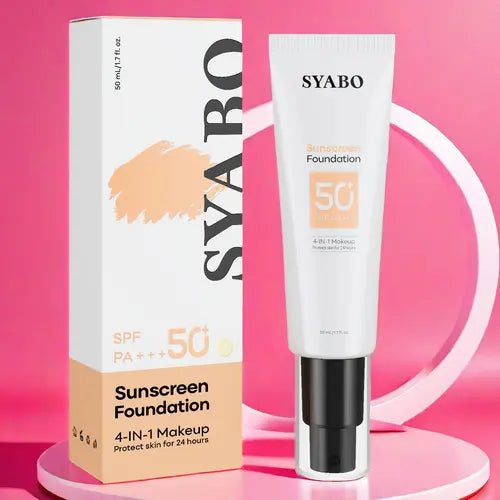 SYABO SPF 50 Tinted Sunscreen - 4-in-1 Foundation, Moisturizer, Concealer & Sun Protection, 3 Shades: Ivory, Natural, Wheat, 50 mL/1.7 FL OZ,  Facial Comfort, Skincare, Skin Repair