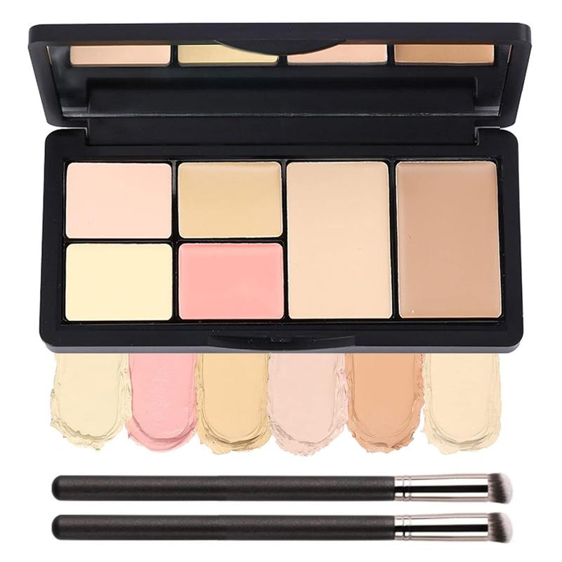 Concealer Contour Palette, Cosmetics Cream Contour and Highlighting Makeup Kit,6 In 1 Contouring Foundation Concealer Palette Conceals Dark Circles,Blemish,Waterproof Long-Lasting-Cruelty Free (#02) Silky Blend Color Eyeshadow