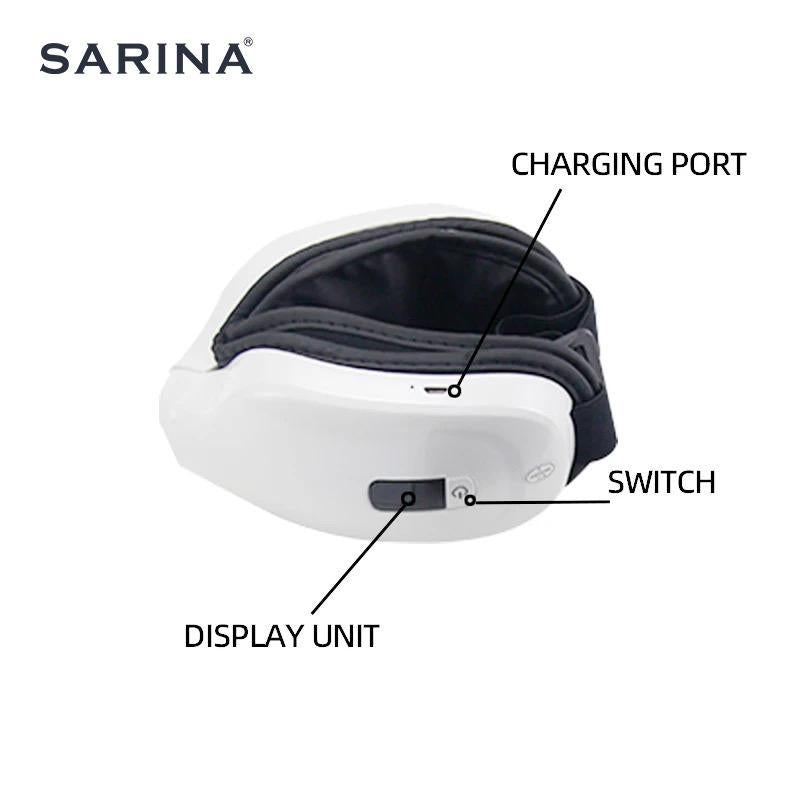 sarina Eye Massager with Heat, Heated Eye Mask with Bluetooth Music for Migraine, Face Massager to Relax, Eye Care Device for Eye Strain, Eye Bags, Dry Eyes, Birthday Gifts